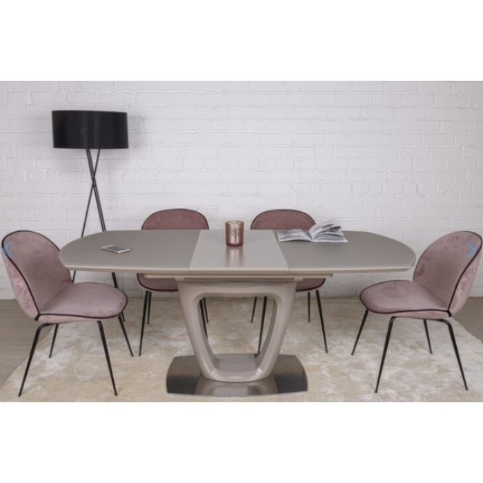 Masa OTTAWA HT-2510-140/185*85 Sticlă Crem/ Gri