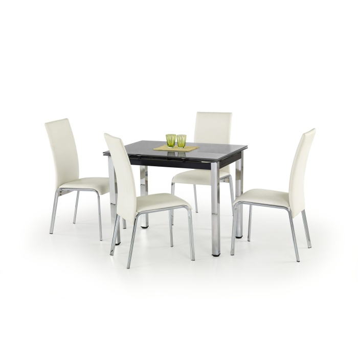 Masa Logan sticla neagra/chrom 96/142x70x75 - imagine 2