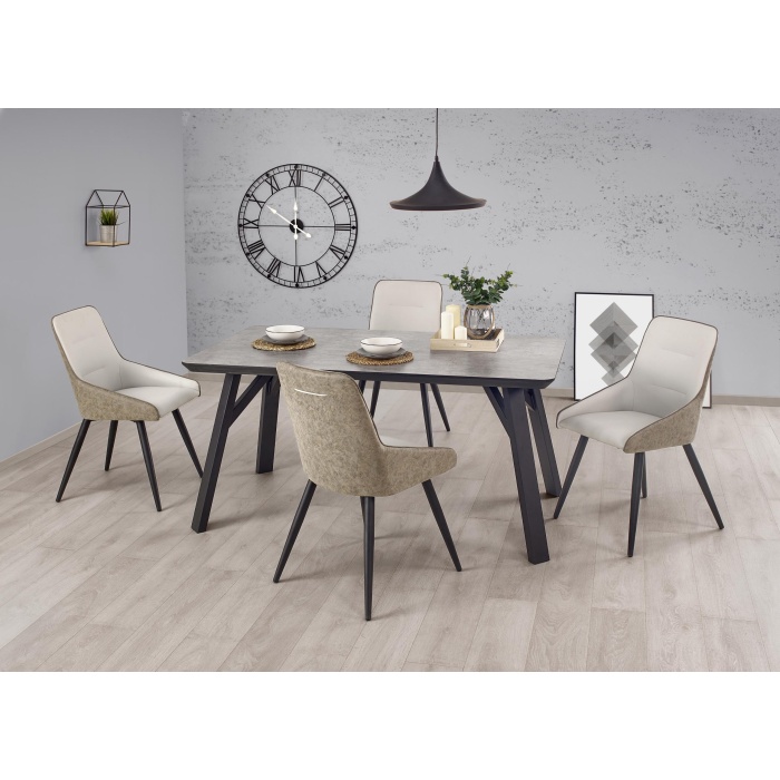 Masa Halifax MDF laminat gri picior negru 160x90 - imagine 2