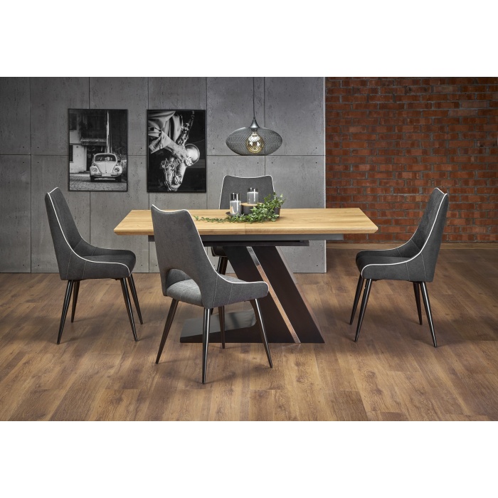 Masa Ferguson MDF furnir dab/negru 160/220x90 - imagine 2