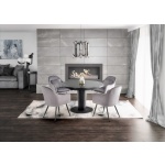 Masa Cristiano sticla neagra/marmur 120/160x120 - imagine 2