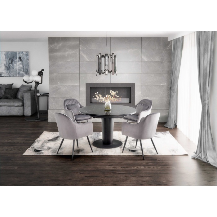 Masa Cristiano sticla neagra/marmur 120/160x120 - imagine 2