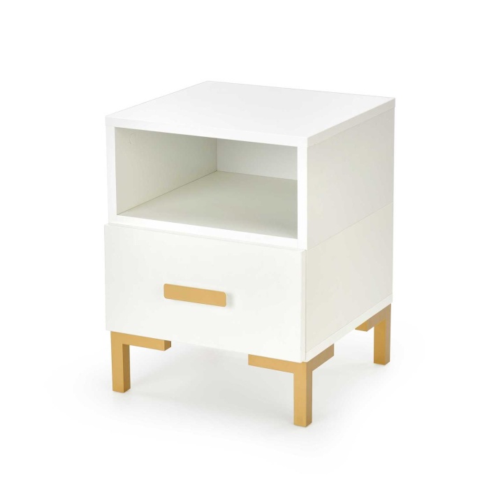 Noptiera Silvia pal alb/auriu 40/40/52