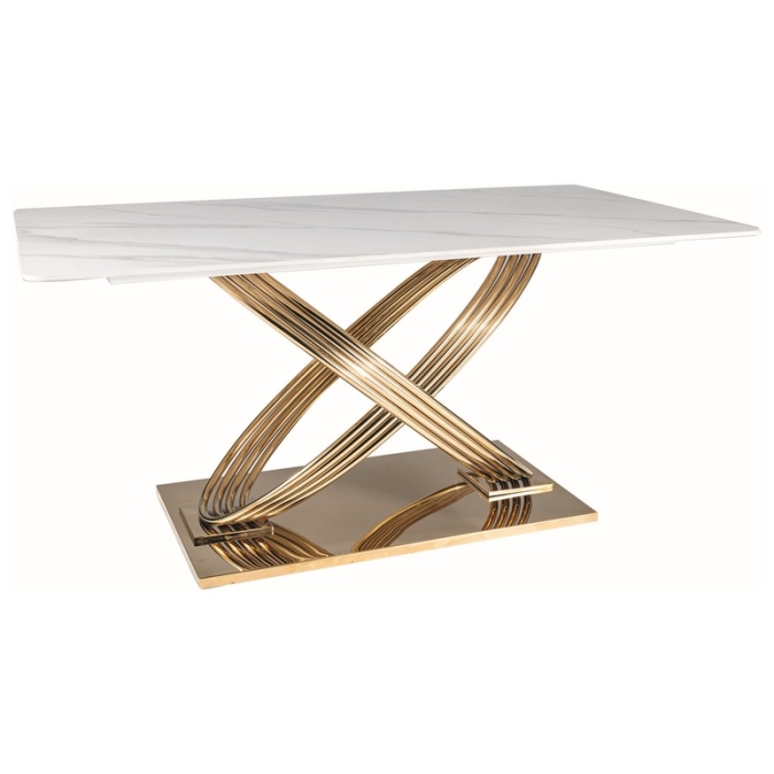 Masa Hermes alb marmur/auriu 160*90 - imagine 1