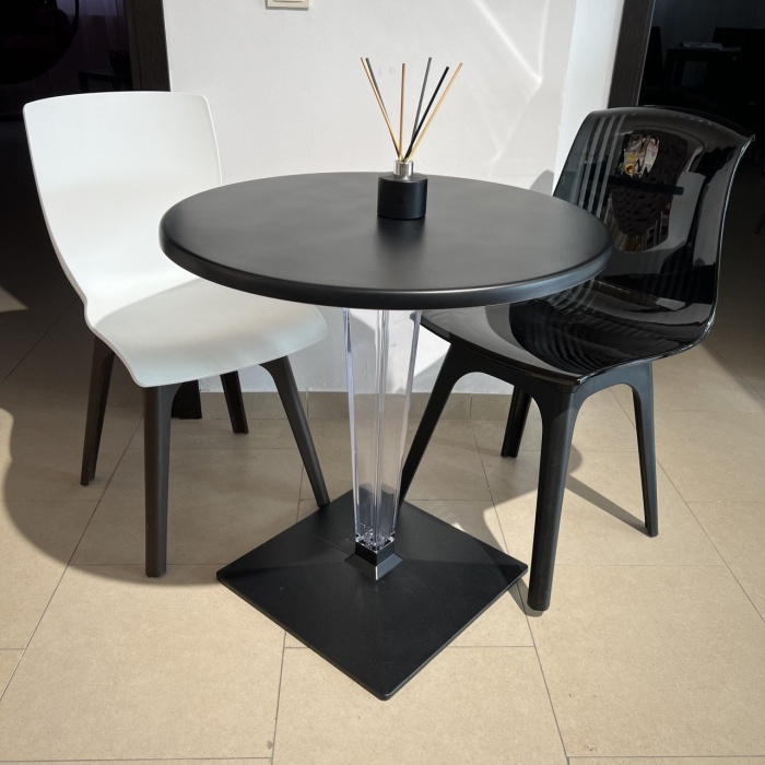 Masa 520 Ice Werzalit black 80cm + picior Ice transparent-black