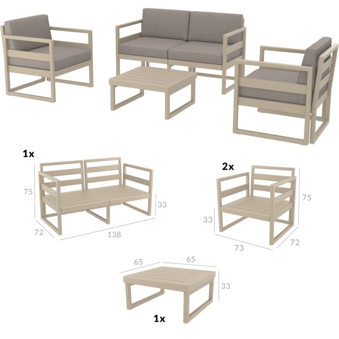 Set Mykonos Lounge taupe (fara perne)