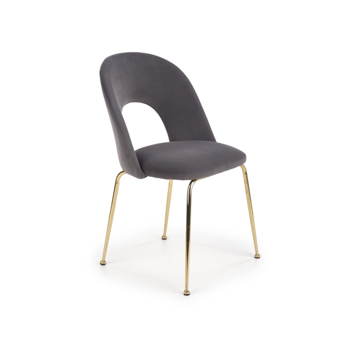 Scaun K385 velvet gri/auriu
