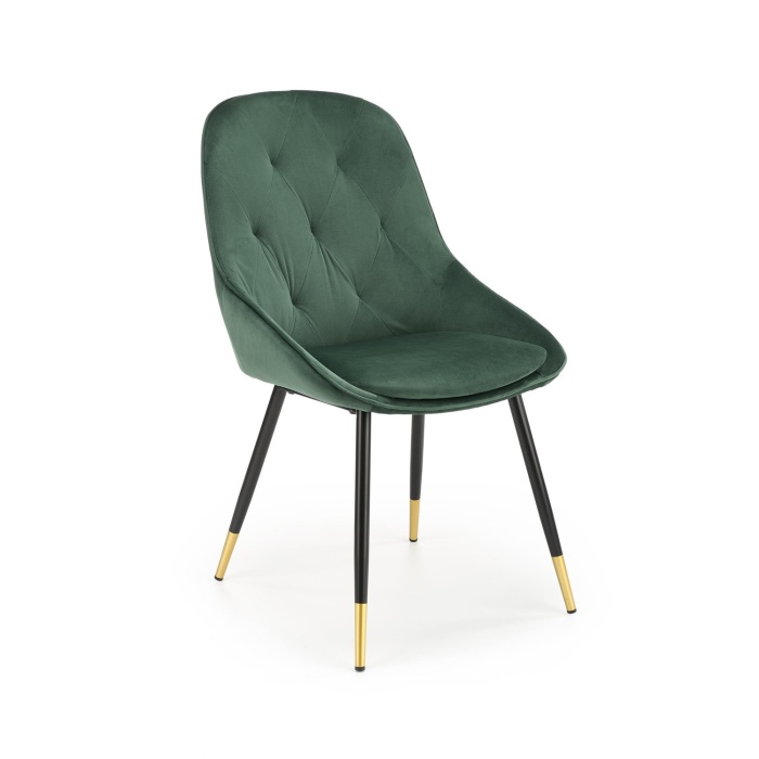 Scaun K437 velvet verde picior negru/auriu