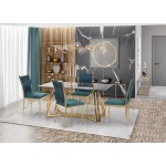 Masa Konami sticla negru/marmur/auriu 160x90