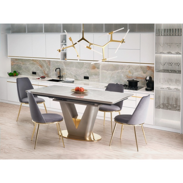 Masa Valentino ceramica gri/auriu 160/220x90