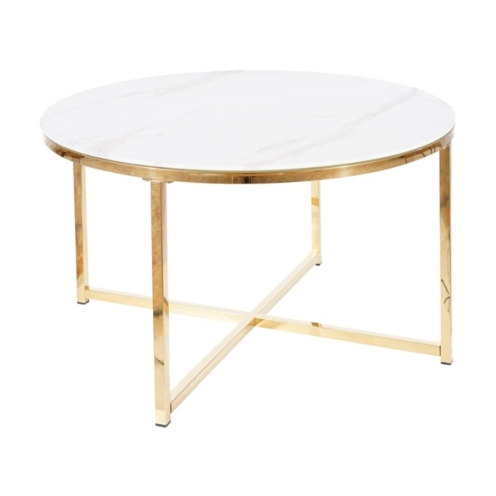 Masa Cafea Salma alb/auriu 80cm